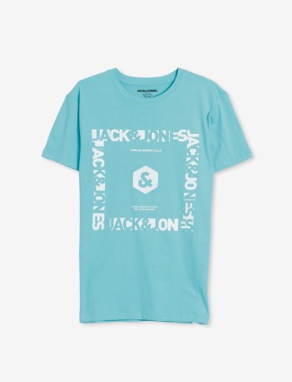 JACK&JONES aqua printed t shirt