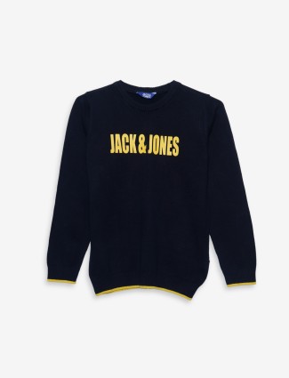 JACK&JONES knitted navy full sleeve t shirt