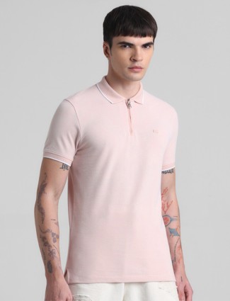 JACK&JONES light pink plain cotton t-shirt