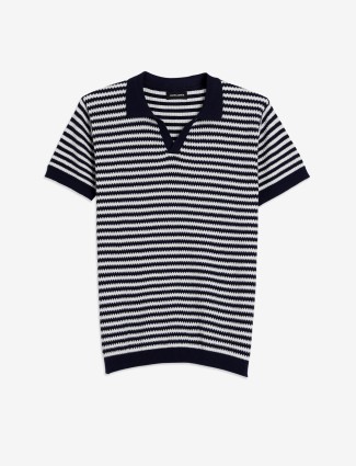 JACK&JONES navy stripe knitted t-shirt