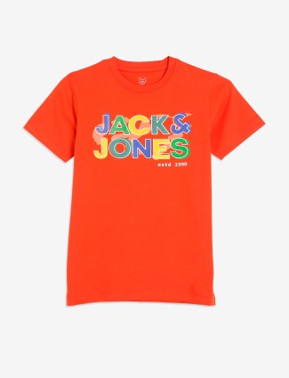 JACK&JONES orange cotton t-shirt
