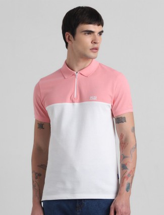 JACK&JONES pink cotton color block t-shirt