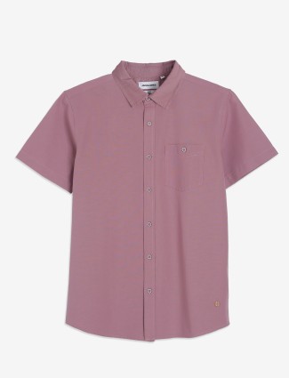 JACK&JONES plain pink slim fit shirt