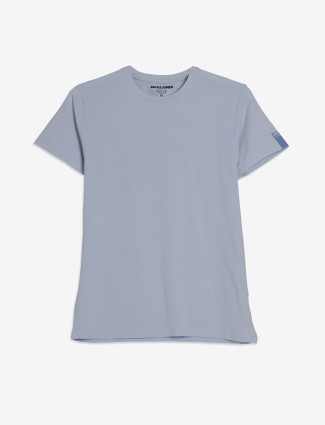 JACK&JONES sky blue plain casual t-shirt