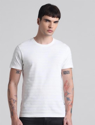 JACK&JONES white plain casual t-shirt