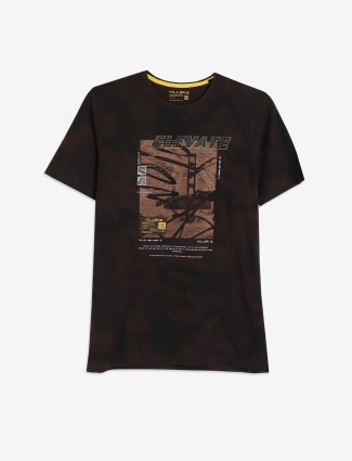 KILLER brown cotton printed t-shirt
