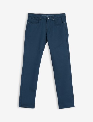 Killer navy solid slim fit cotton trouser