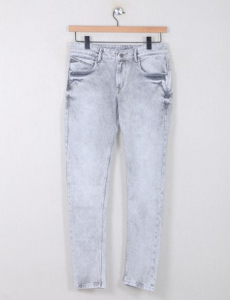 Kozzak solid light grey casual jeans