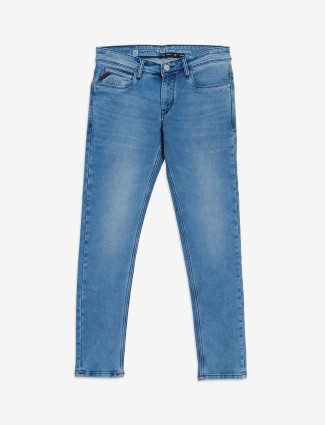 Kozzak washed light blue super skinny jeans