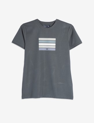KUCH KUCH grey printed cotton t-shirt
