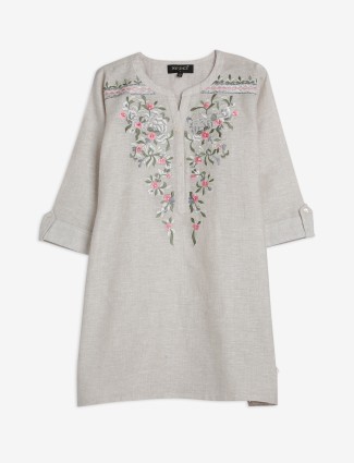 Latest beige embroidery cotton top
