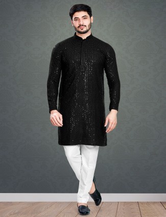 Latest cotton black kurta suit