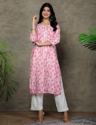 Latest cotton pink casual kurti