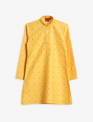 Latest cotton printed yellow kurta suit