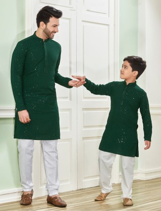 Latest dark green cotton kurta suit