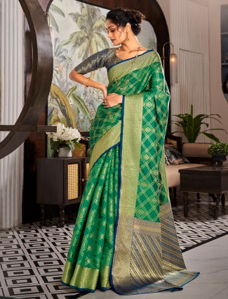 Latest green patola silk saree