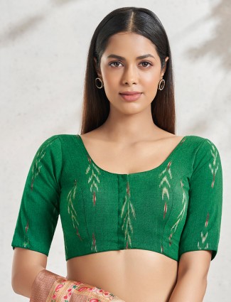 Latest green printed cotton blouse