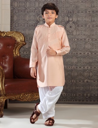 Latest peach cotton pathani suit
