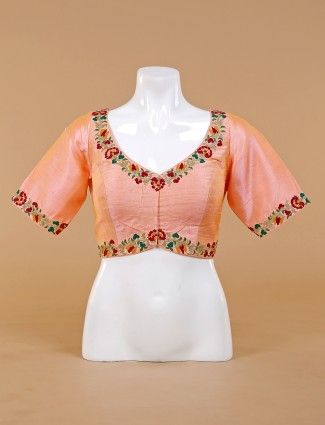Latest peach raw silk blouse