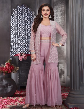 Latest pink georgette sharara suit