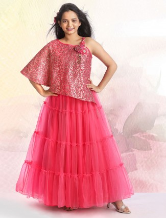 Latest pink party wear gown