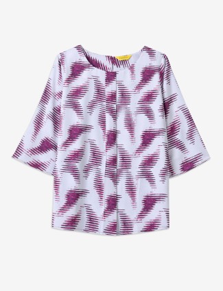 Latest purple and white printed top