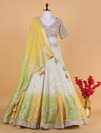 Yellow and Cream Wedding Wear Lehenga Choli – Desi Diva Fashion