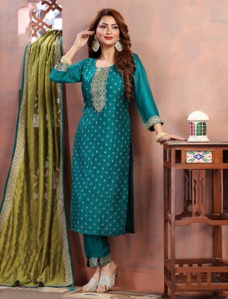 Latest silk rama green salwar suit