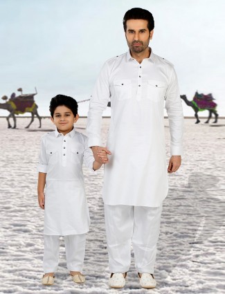 Latest white cotton plain pathani suit