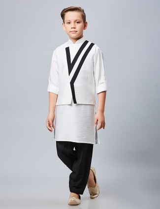 Latest white cotton waistcoat set