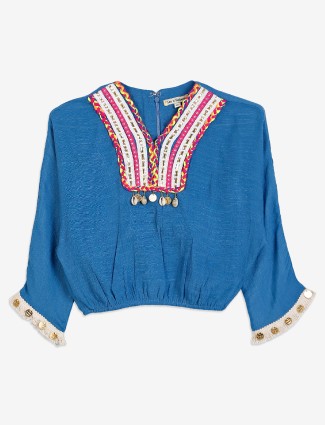 Leo n Babes blue embroidery top