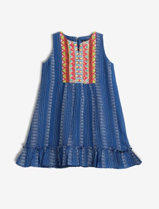 LEO N BABES blue printed cotton frock