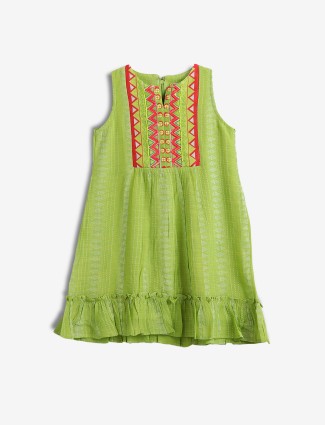 LEO N BABES cotton green printed frock