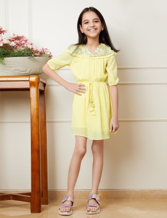 Leo n Babes light yellow georgette frock