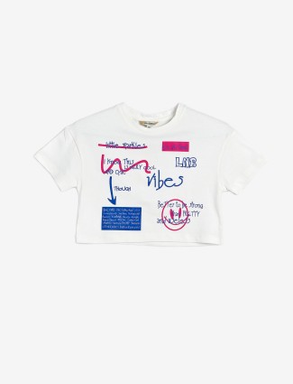 Leo n Babes off white cotton top in printed
