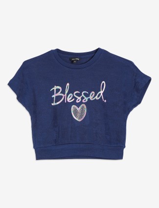 Leo n Babes printed navy cotton top