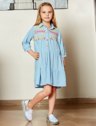 Leo n Babes sky blue cotton frock for casual
