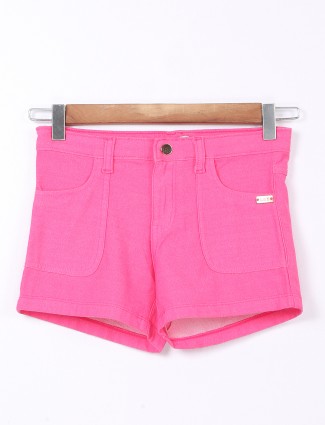Leo n Babes solid pink denim shorts