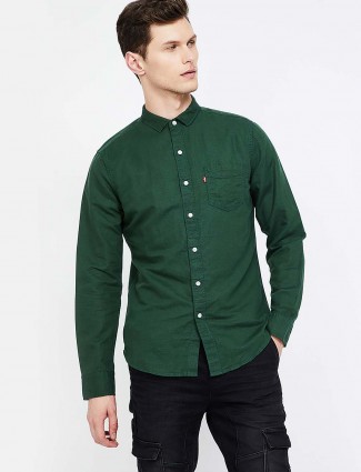 bottle green mens shirt