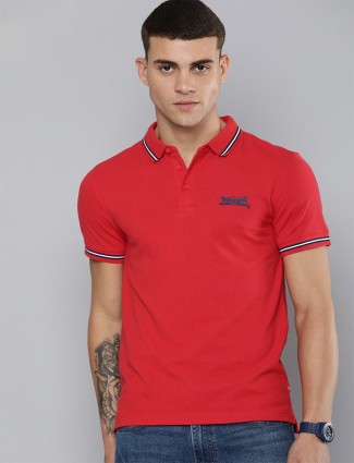 Levis cotton red plain polo t shirt