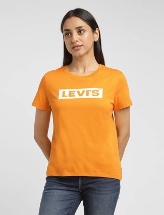 Levis cotton yellow half sleeves t shirt