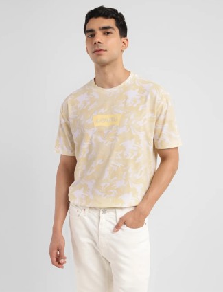 LEVIS cream printed half sleeve t-shirt