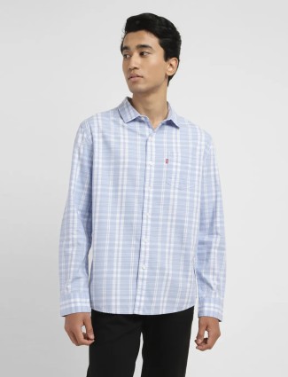 Levis light blue cotton checks shirt
