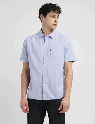 LEVIS light blue plain half sleeve shirt