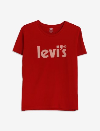 Levis maroon cotton printed shirt