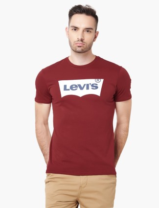 Levis maroon half sleeves t shirt