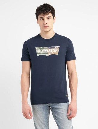 LEVIS navy printed round neck t-shirt