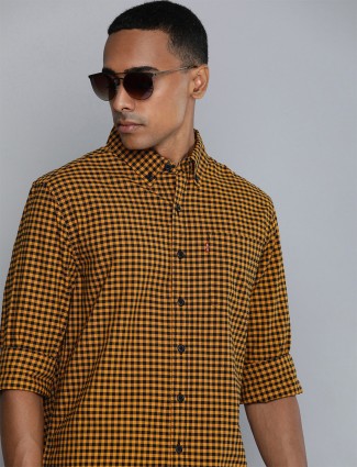 Levis orange cotton gingham pattern shirt