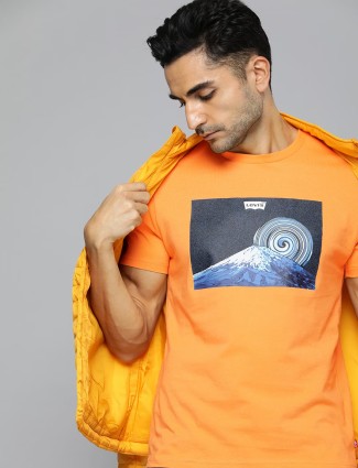 Levis orange printed half sleeve t shirt
