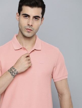 LEVIS plain light pink polo neck t-shirt